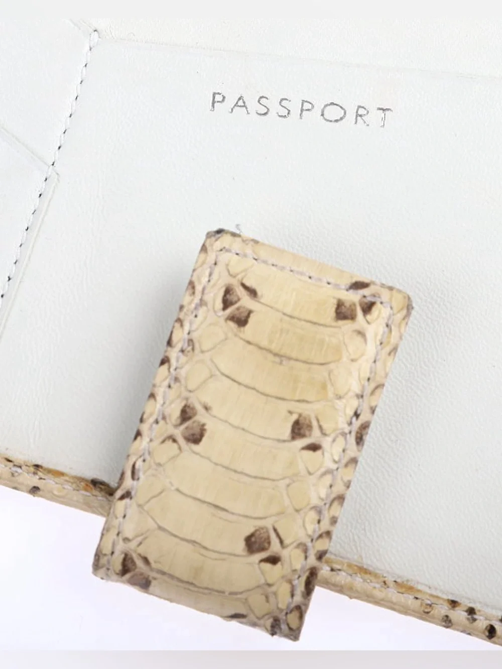 Dolce & Gabbana Beige Snake-Embossed Clutch with D&G Logo